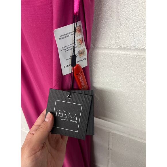 NWT Mac Duggal Sz 8 Candy Pink Jersey One Shoulder Draped Back Gown full length - Picture 5 of 8